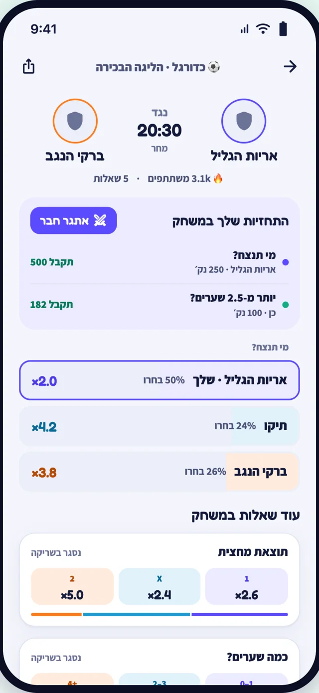 מסך משחק עם כל השאלות